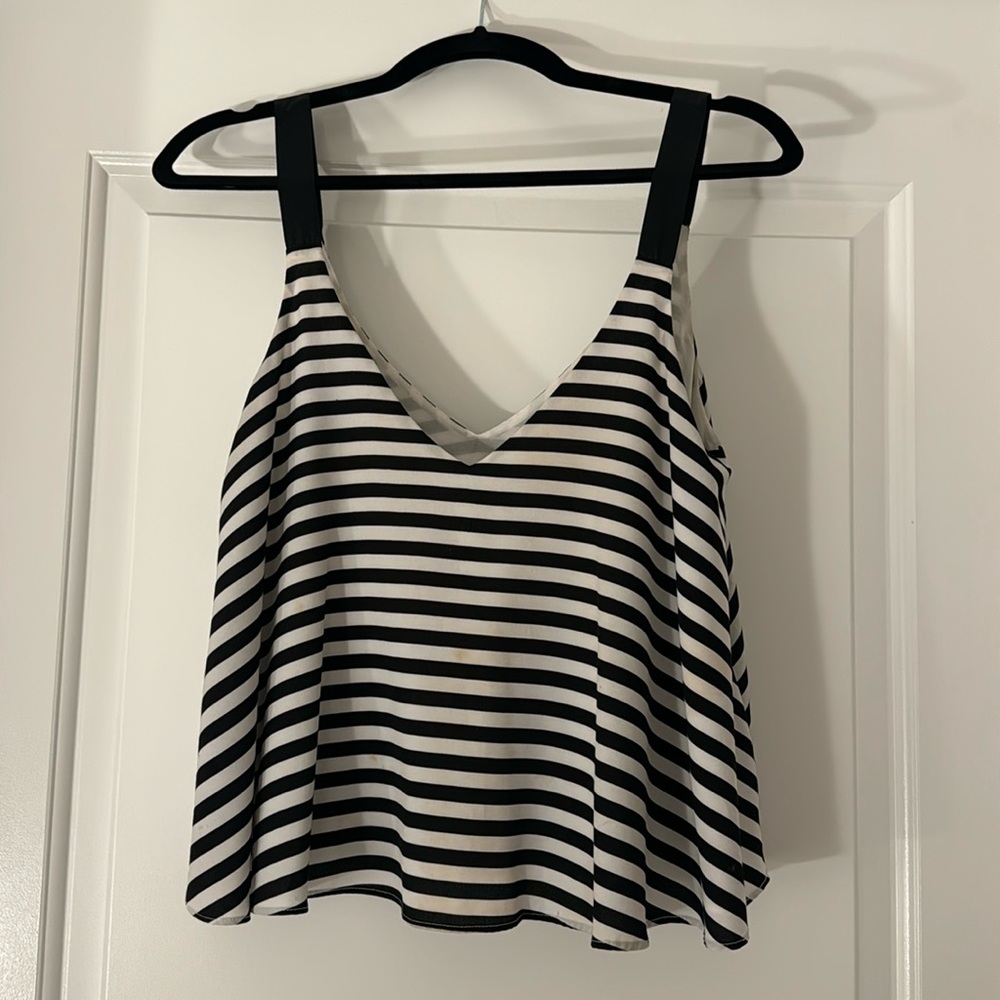 Zara Black and White Striped Tank